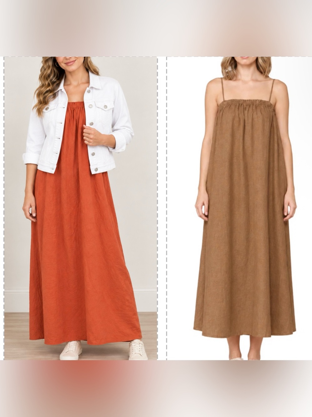 Filosofia Linen-Blend Maxi Dress with Spaghetti Straps